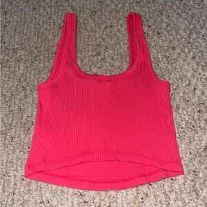 Pink ribbed tank top